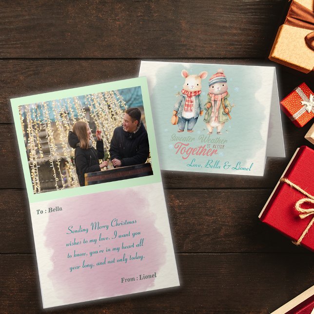 Cartão De Festividades Feriados de inverno Casal de Natal Foto personaliz (Criador carregado)