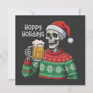 Cartão De Festividades Feriados de Natal sobre o Bebendo de Cerveja