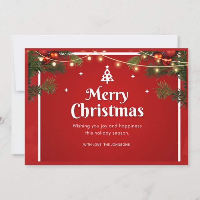 Cartão De Festividades Feriados de Natal Vermelhos Não Fotografados Green (Frente)