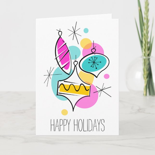 Cartão De Festividades Feriados do Grupo de Balança Retro Tree na vertica (Frente)