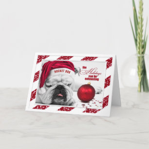 Cartão De Festividades Feriados Engraçados do Bulldog de Natal estão es
