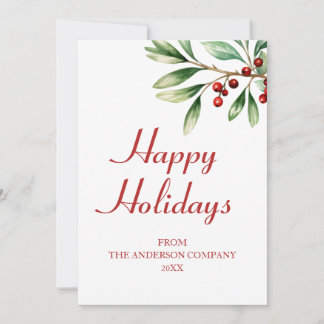 Cartão De Festividades Feriados Felizes da Companhia Verde Elegante Red B