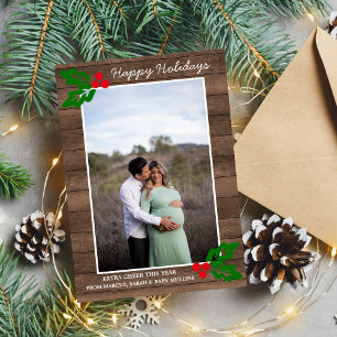 Cartão De Festividades Feriados Felizes da Família Foto Grávida de Nata