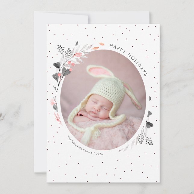 Cartão De Festividades Feriados felizes da Folhagem de inverno com Aquare (Frente)