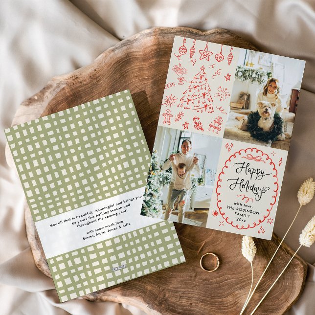 Cartão De Festividades Feriados Felizes de Boho Desenhados em Mão Moderna (Criador carregado)