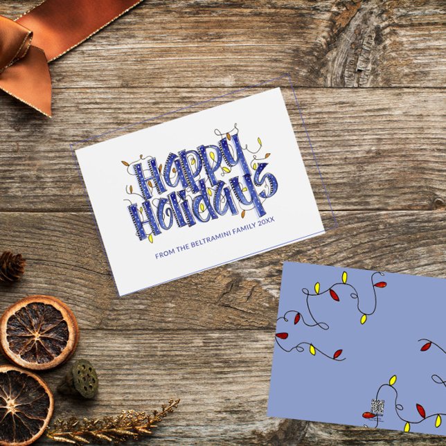 Cartão De Festividades Feriados Felizes de Caligrafia Decorativa Personal (Criador carregado)