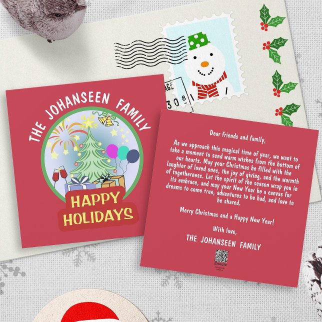 Cartão De Festividades Feriados Felizes de Férias Vermelhas Simples e Mín (Criador carregado)