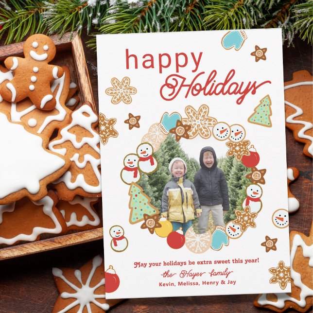 Cartão De Festividades Feriados Felizes de Festas de Foto de Cookies de N (Criador carregado)