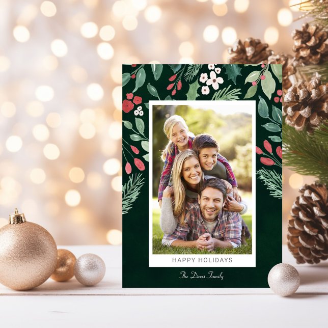 Cartão De Festividades Feriados Felizes de Folhagem de Aquarelas Festivas (Criador carregado)