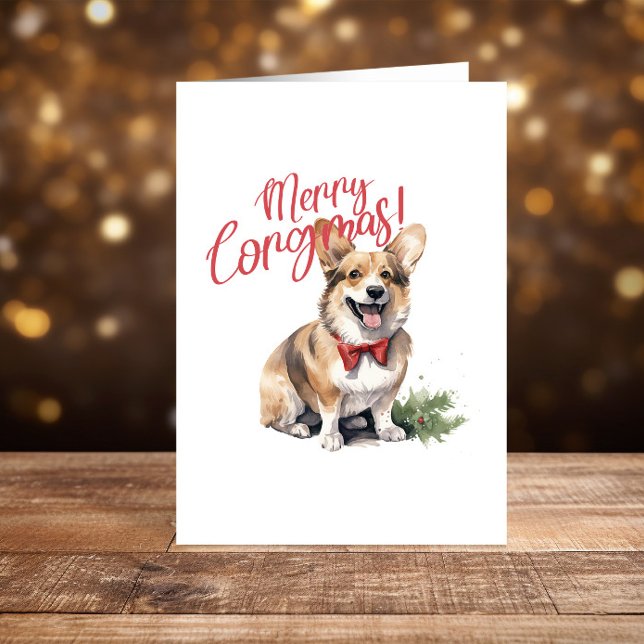 Cartão De Festividades Feriados Felizes de Natal Corgi engraçado (Criador carregado)
