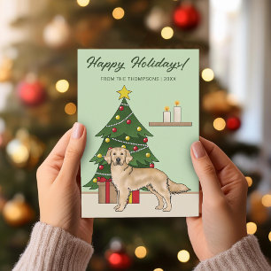 Cartão De Festividades Feriados Felizes de Natal para Retriever Ouro Amar
