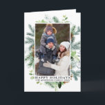 Cartão De Festividades Feriados Felizes de Quadro de Pinos de Aquarela Fo<br><div class="desc">Cartão de Férias Feliz de Feriados de Pinus Verde Elegante Moderno e Pine Cones Cones</div>