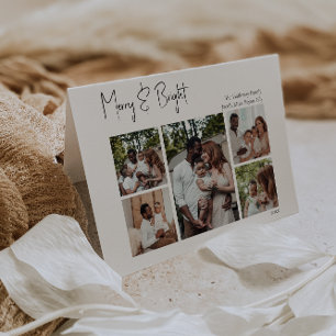 Cartão De Festividades Feriados Felizes de Script Moderno Dobrados Três F