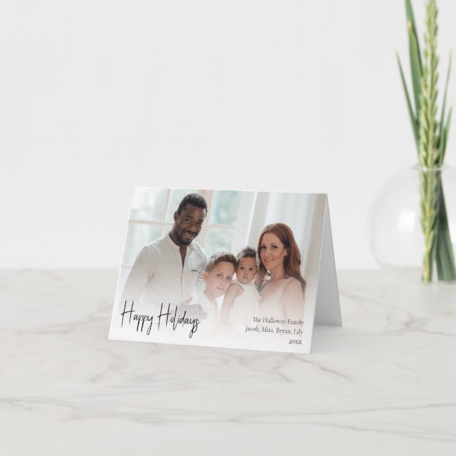 Cartão De Festividades Feriados Felizes de Script Moderno Dobraram Foto d (Frente)
