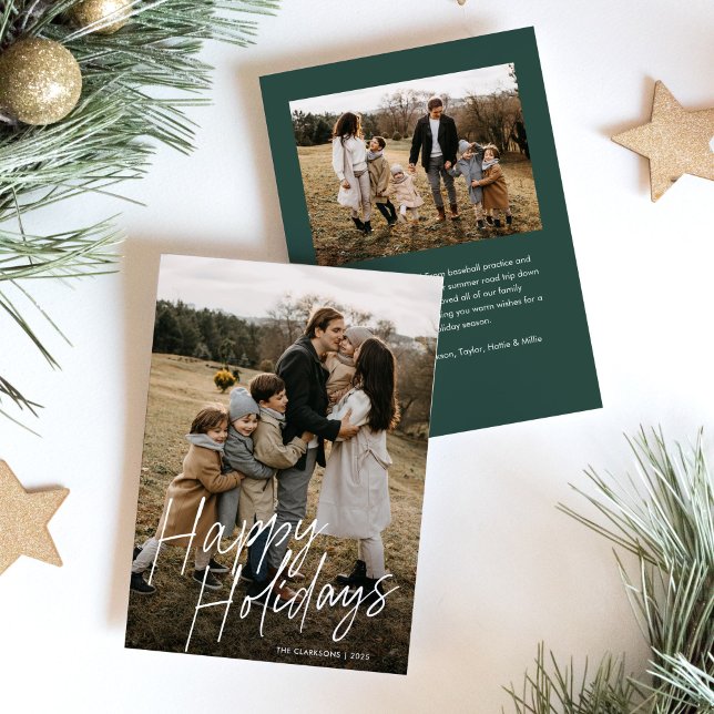 Cartão De Festividades Feriados Felizes de Script Simples Modernos 2 Foto (Criador carregado)