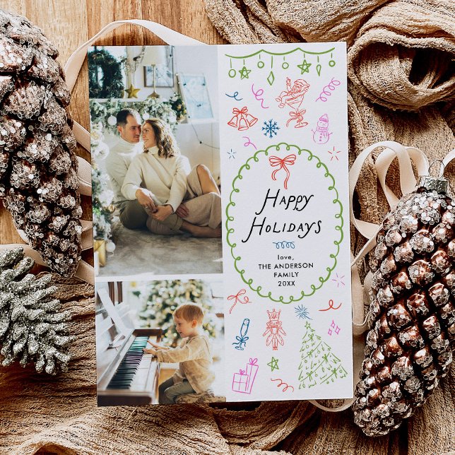 Cartão De Festividades Feriados Felizes Desenhados Na Mão Do Whimsical 2  (Criador carregado)