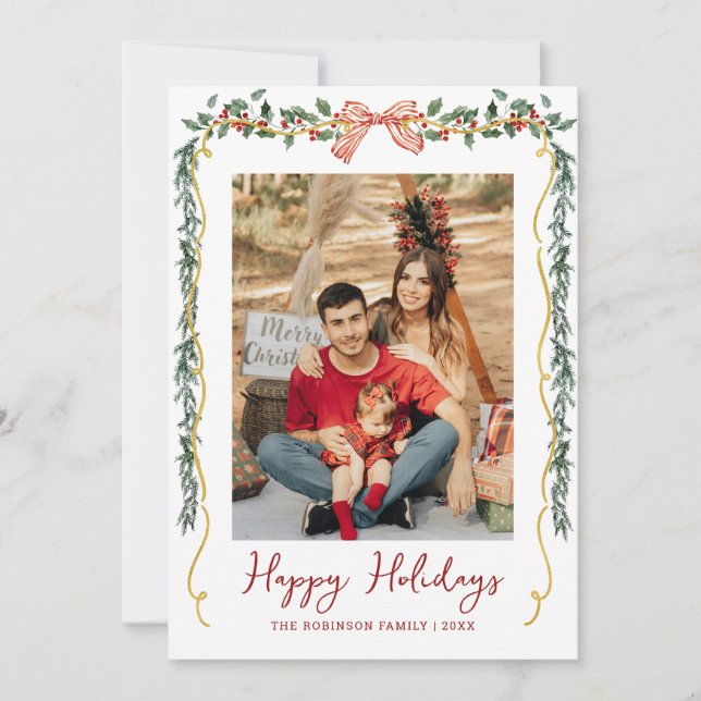 Cartão De Festividades Feriados Felizes do Arco e Greenerescência Botânic (Frente)