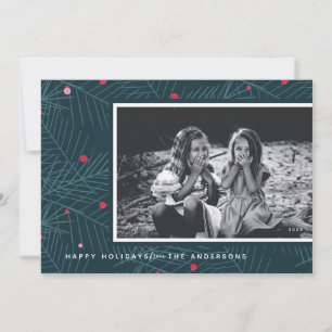 Cartão De Festividades Feriados felizes do Modern Spruce 1-Photo