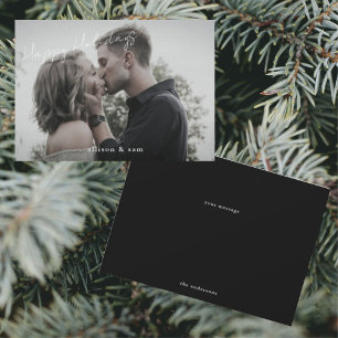 Cartão De Festividades Feriados Felizes do Texto Branco Preto da Foto