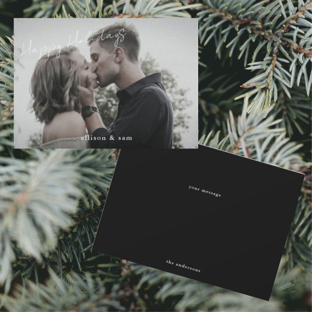 Cartão De Festividades Feriados Felizes do Texto Branco Preto da Foto (Criador carregado)