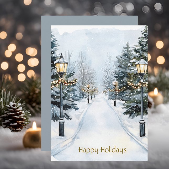 Cartão De Festividades Feriados felizes do Wonderland, Blue de Aquarela (Criador carregado)