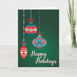 Cartão De Festividades Feriados Felizes em Ornamentos Escandinavos