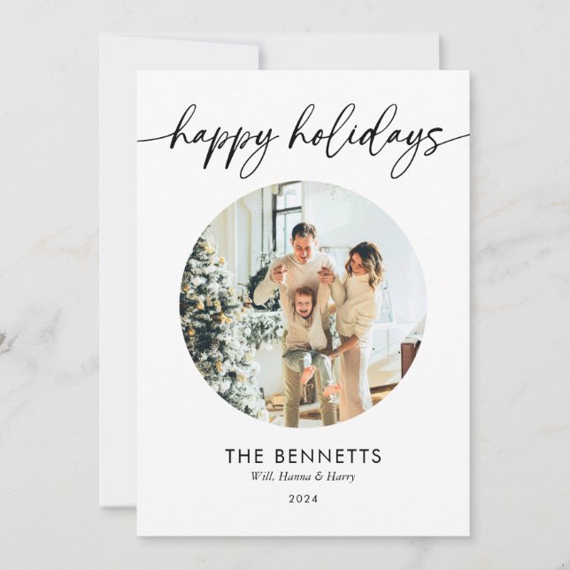 Cartão De Festividades Feriados Felizes Modernos Ano Em Revisão (Frente)