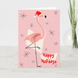 Cartão De Festividades Feriados Felizes, Rosa, Papais noeis Flamingo