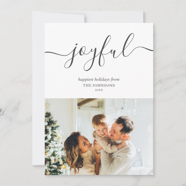 Cartão De Festividades Feriados Joyful Manuscrito Foto Simples (Frente)