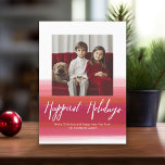 Cartão De Festividades Feriados mais felizes - Cor de água moderna 1 Foto<br><div class="desc">Use uma foto quadrada com o assunto no meio. Faça uma saudação de Natal alegre e exclusiva com um padrão brilhante e alegre de abstrato de aquarela nas costas. Se precisar mover alguma coisa,  clique no botão personalizar para fazer alterações.</div>
