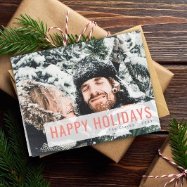 Cartão De Festividades Feriados Modernos | Selfie Foto do Casal de Natal