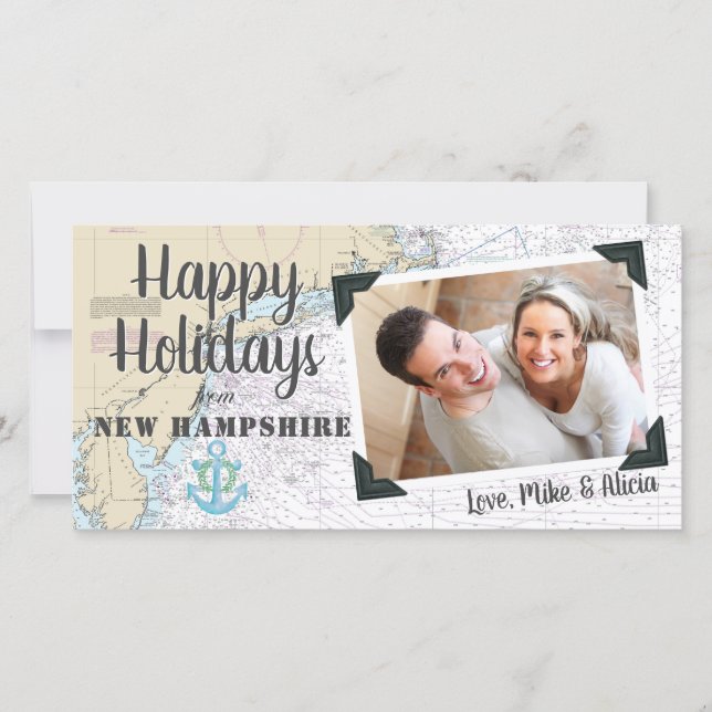 Cartão De Festividades Feriados náuticos felizes de Nova Hampshire (Frente)