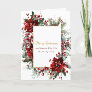 Cartão De Festividades Férias da Poinsettia de Inverno