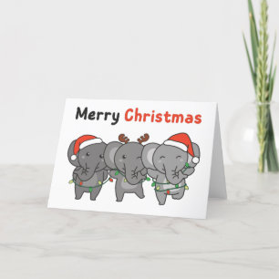 Cartão De Festividades Férias de Feliz de Elefantes de Animais de Natal E