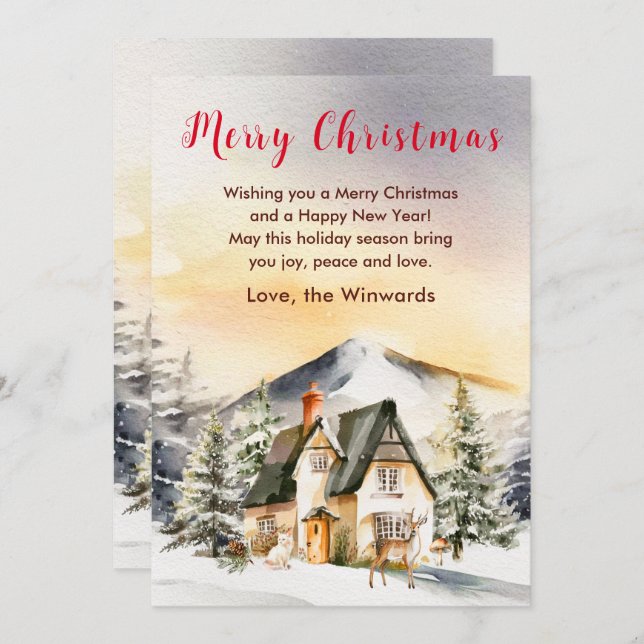 Cartão De Festividades Férias de inverno Algodão Feliz Natal (Frente/Verso)