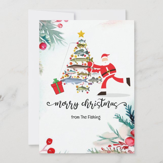 Cartão De Festividades Férias de Natal com Papai Noel (Frente)