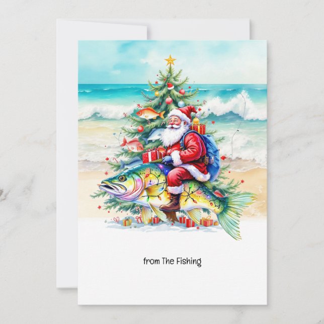 Cartão De Festividades Férias de Natal com peixes Papais noeis (Frente)
