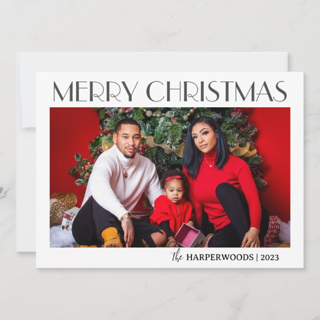 Cartão De Festividades Férias de Natal Elegantes - Uma Foto da Família Sc (Frente)