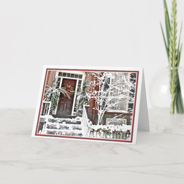 Cartão De Festividades Férias de Natal em Beacon Hill: Boston MA (Frente)