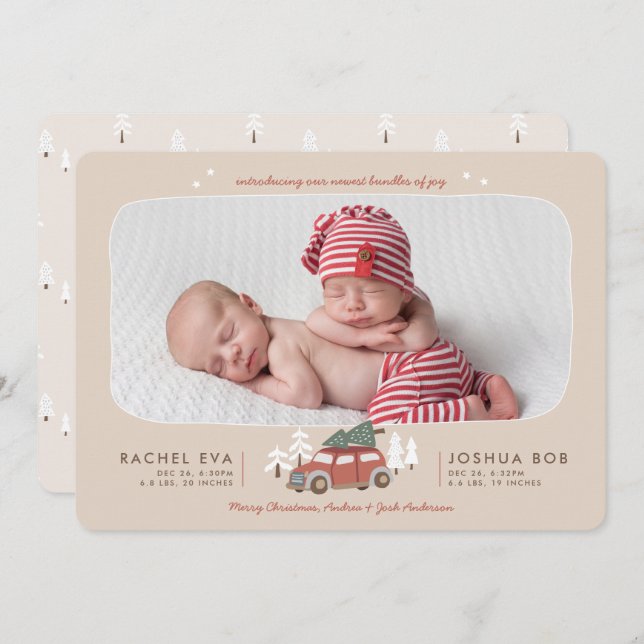 Cartão De Festividades Férias de Natal Nórdicas - Novos Gêmeos (Frente/Verso)