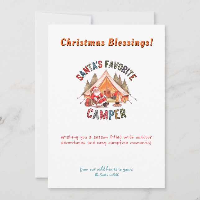 Cartão De Festividades Férias de Natal Papais noeis Camp Tree Mountain no (Frente)