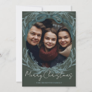 Cartão De Festividades Férias de Natal Rustic Evergreen Wreath