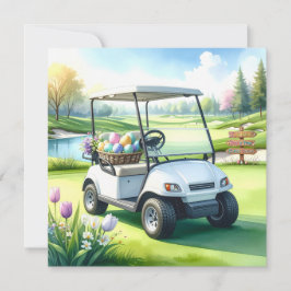 Cartão De Festividades Férias de Páscoa de golfe no campo de golfe
