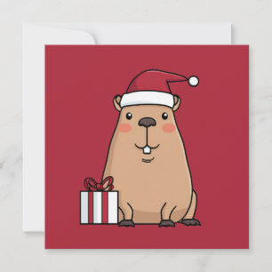 Cartão De Festividades Férias Divertidas da Capivara Santa