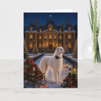 Cartão De Festividades Férias do Borzoi