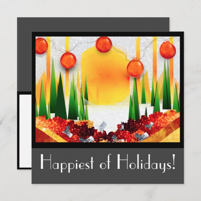 CARTÃO DE FESTIVIDADES FÉRIAS ENSOLARADAS ENTRE OS PINHEIROS :) (Frente/Verso)