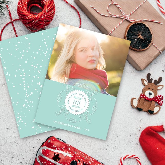 Cartão De Festividades Férias Felizes Amor Paz Alegria Selo Ornamentado F (Criador carregado)