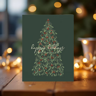Cartão De Festividades Férias Felizes Árvore de Natal Moderna e Elegante