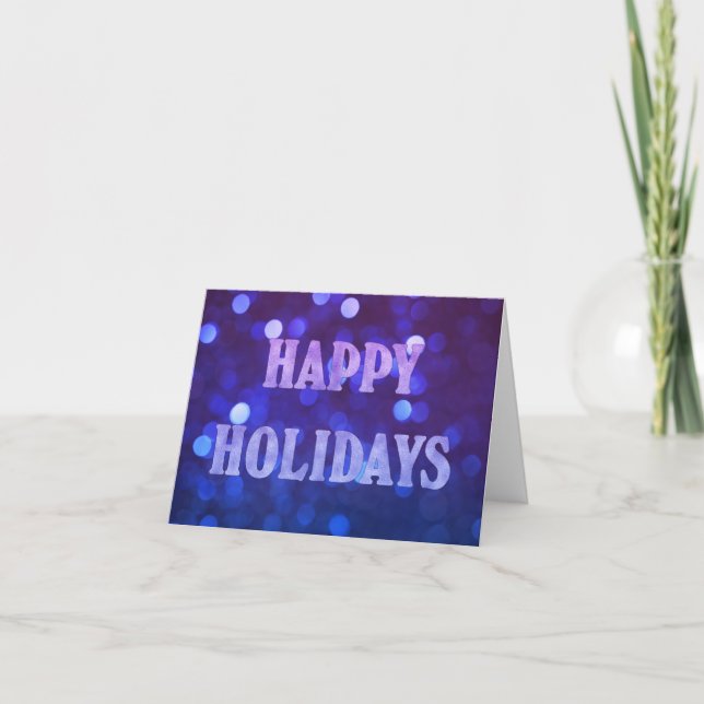 Cartão De Festividades Férias Felizes Bokeh Azul Brilhante (Frente)