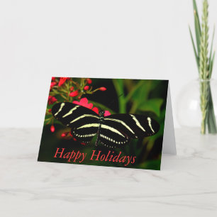 Cartão De Festividades Férias Felizes Borboleta Zebra Long-Wing